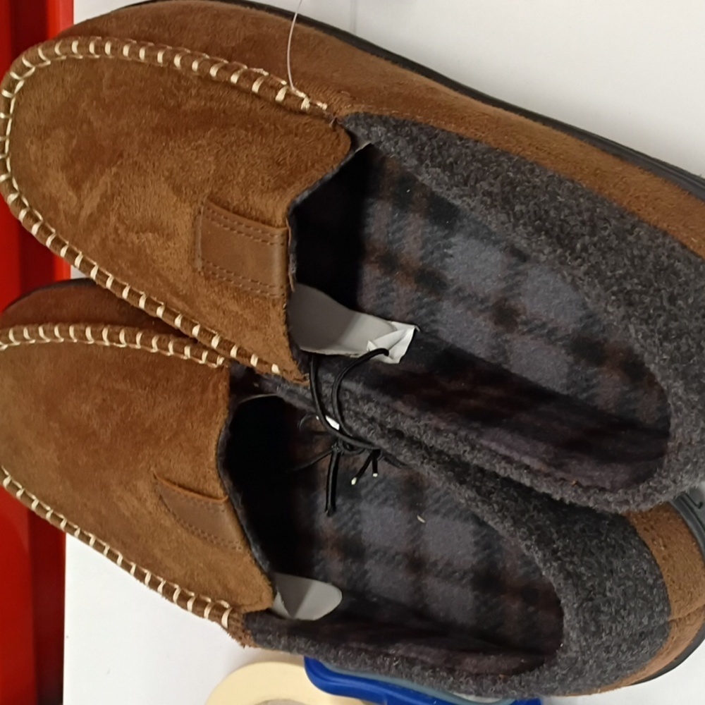Men's GEORGE Venetian Moccasin Slip-on Memory Foam Slipper Shoes Size 9 10 NEW.